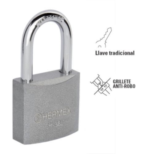 CANDADO HIERRO 38  mm GANCHO LARGO .