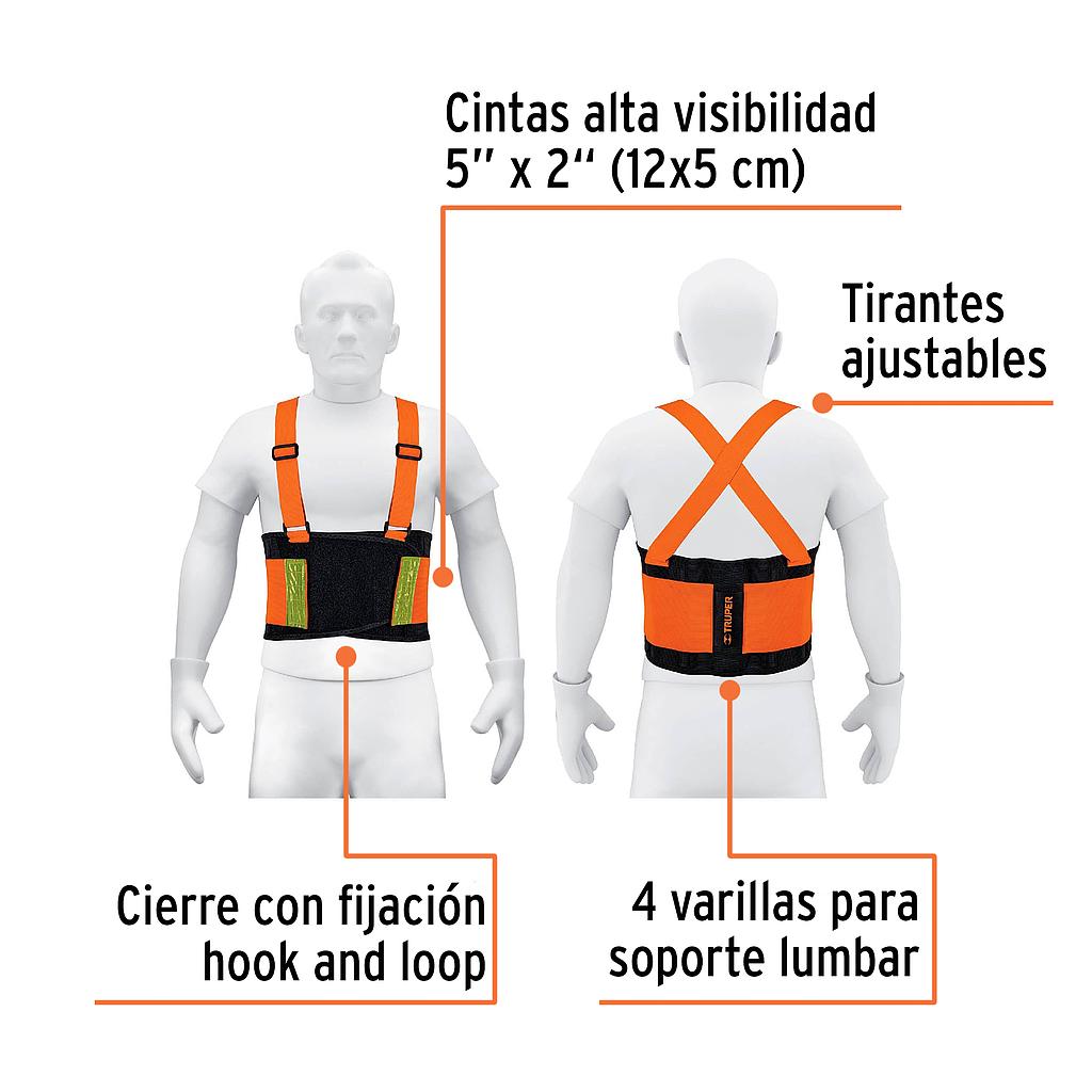 FAJA LUMBAR NARANJA C/CINTAS DE ALTA VISIBILIDAD, XG,