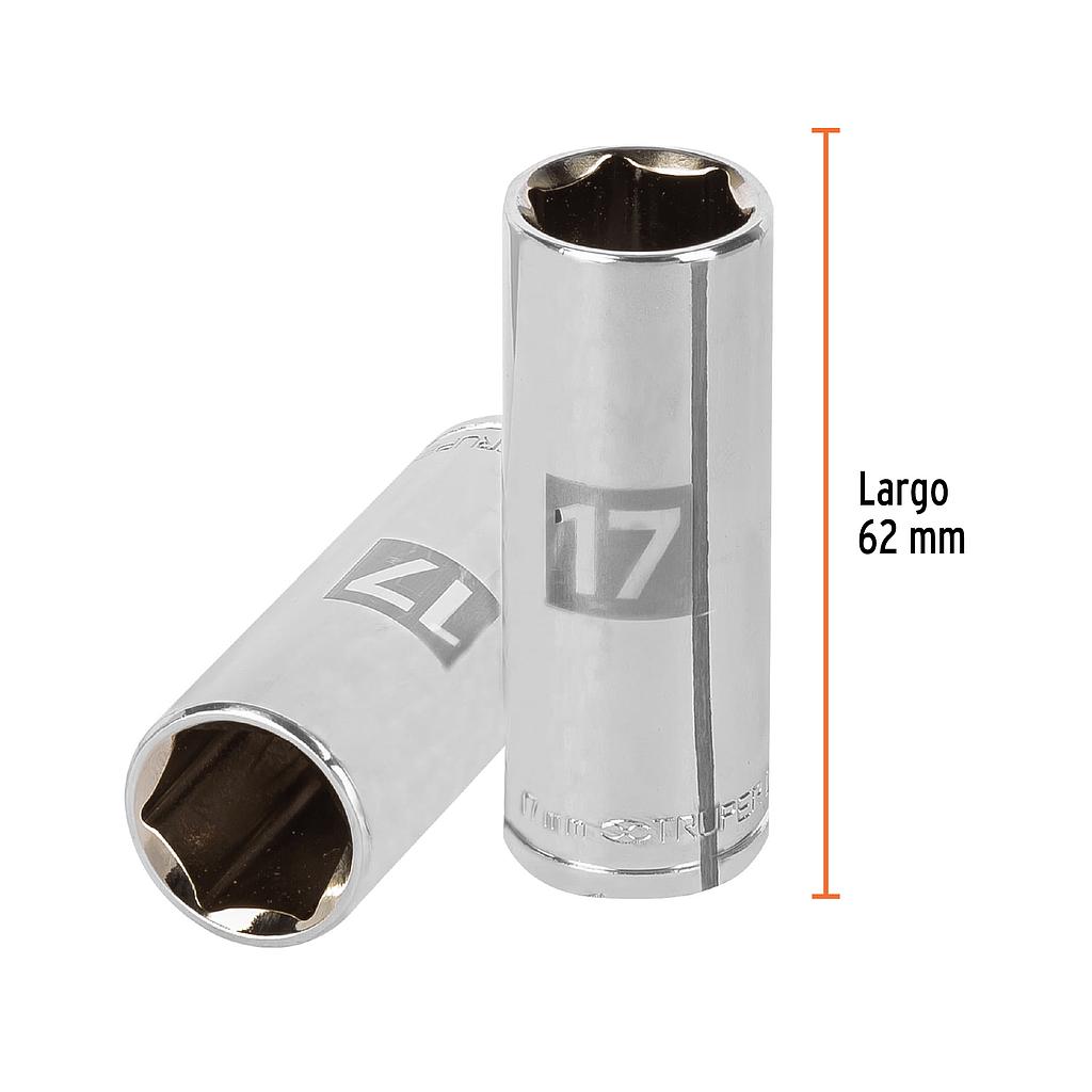 DADO LARGO 6 PUNTAS 17MM CUADRO 3/8 TRUPER