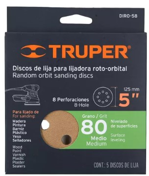 PAQUETE C/5PZ LIJA DISCO G-80 TRUPER
