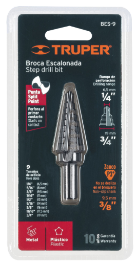 BROCA ESCALONADA 9 ESCALONES  DE 1/4 A 3/4