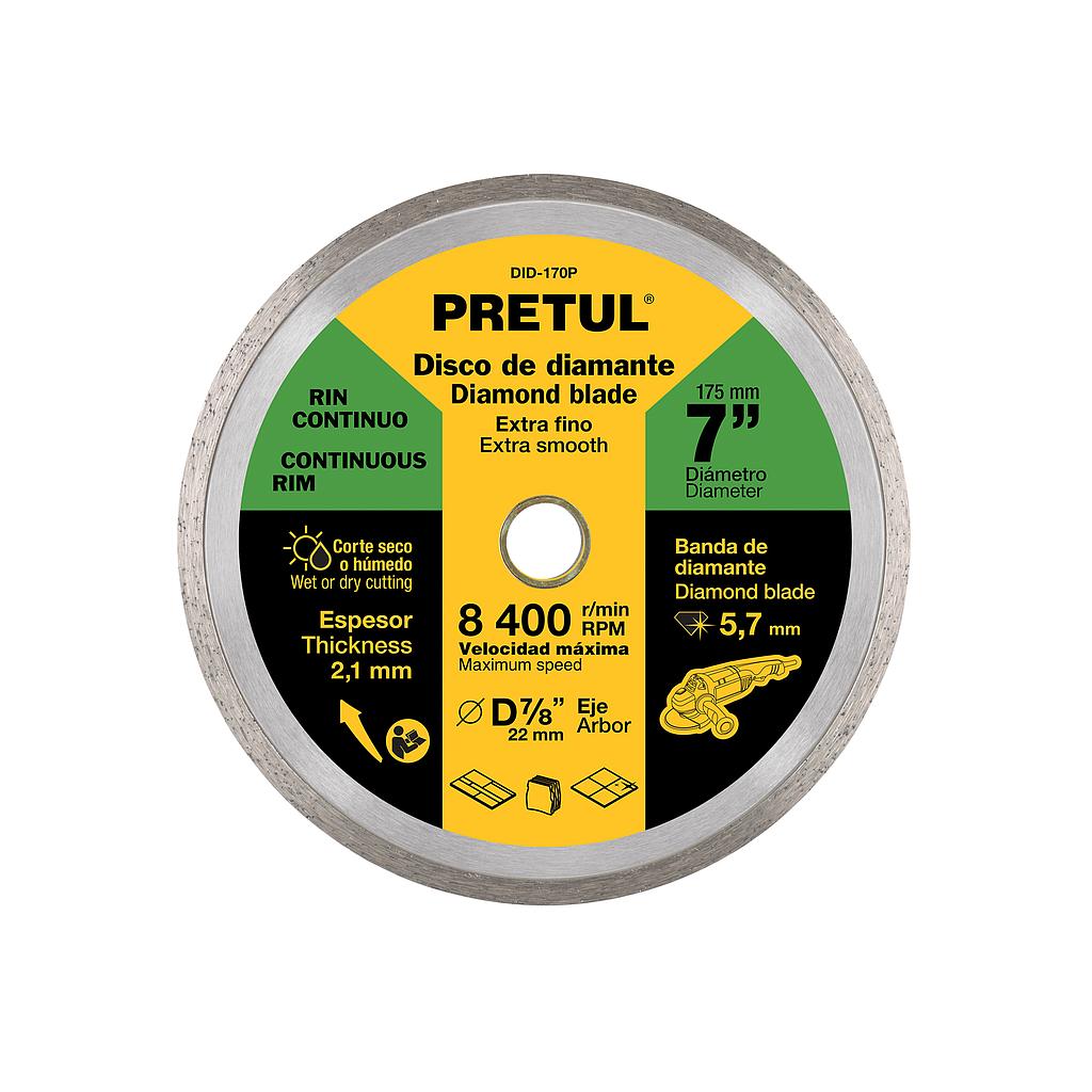 DISCO DIAMANTE 7"X 2.1MM, RIN CONTINUO,PRETUL