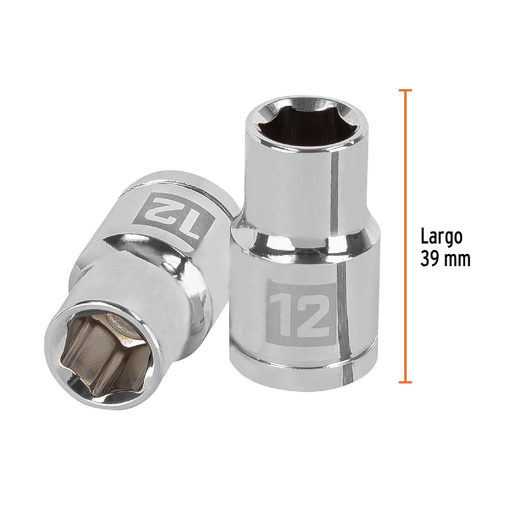 DADO DE 12 MM, 6 PUNTAS, CUADRO 1/2', TRUPER