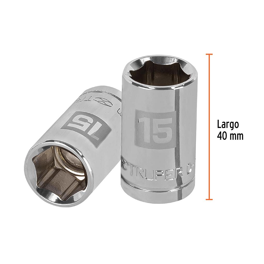 DADO DE 15 MM, 6 PUNTAS, CUADRO 1/2', TRUPER