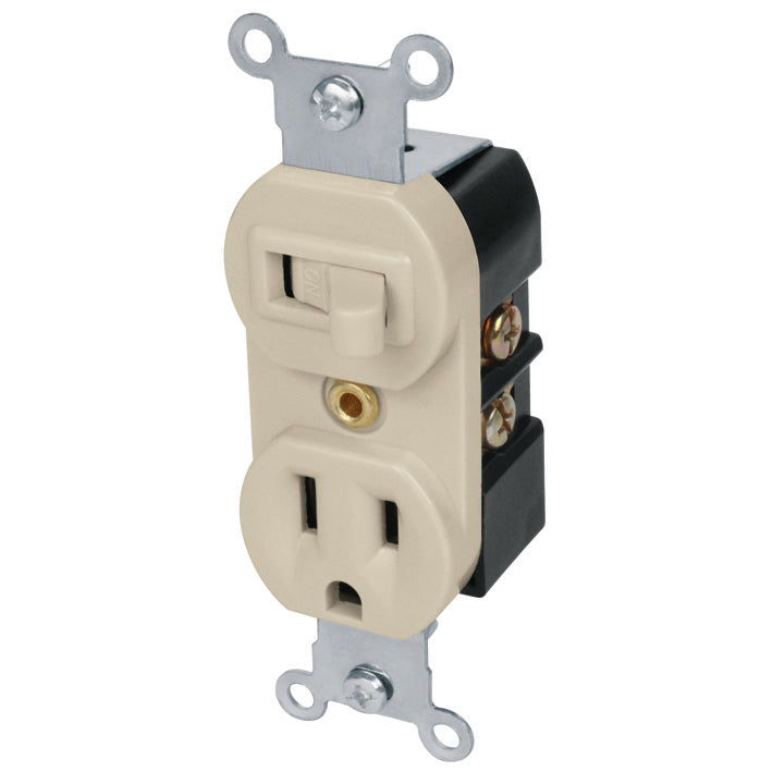 INTERRUPTOR COMBINADO DE PALANCA SENCILLO, CONTACTO ATERRIZADO AKSI